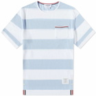 Thom Browne Men's Broad Stripe T-Shirt in Light Blue/White