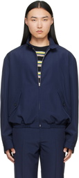 Marni Navy Embroidered-Logo Jacket