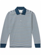 Drake's - Striped Cotton-Jersey Polo Shirt - Blue