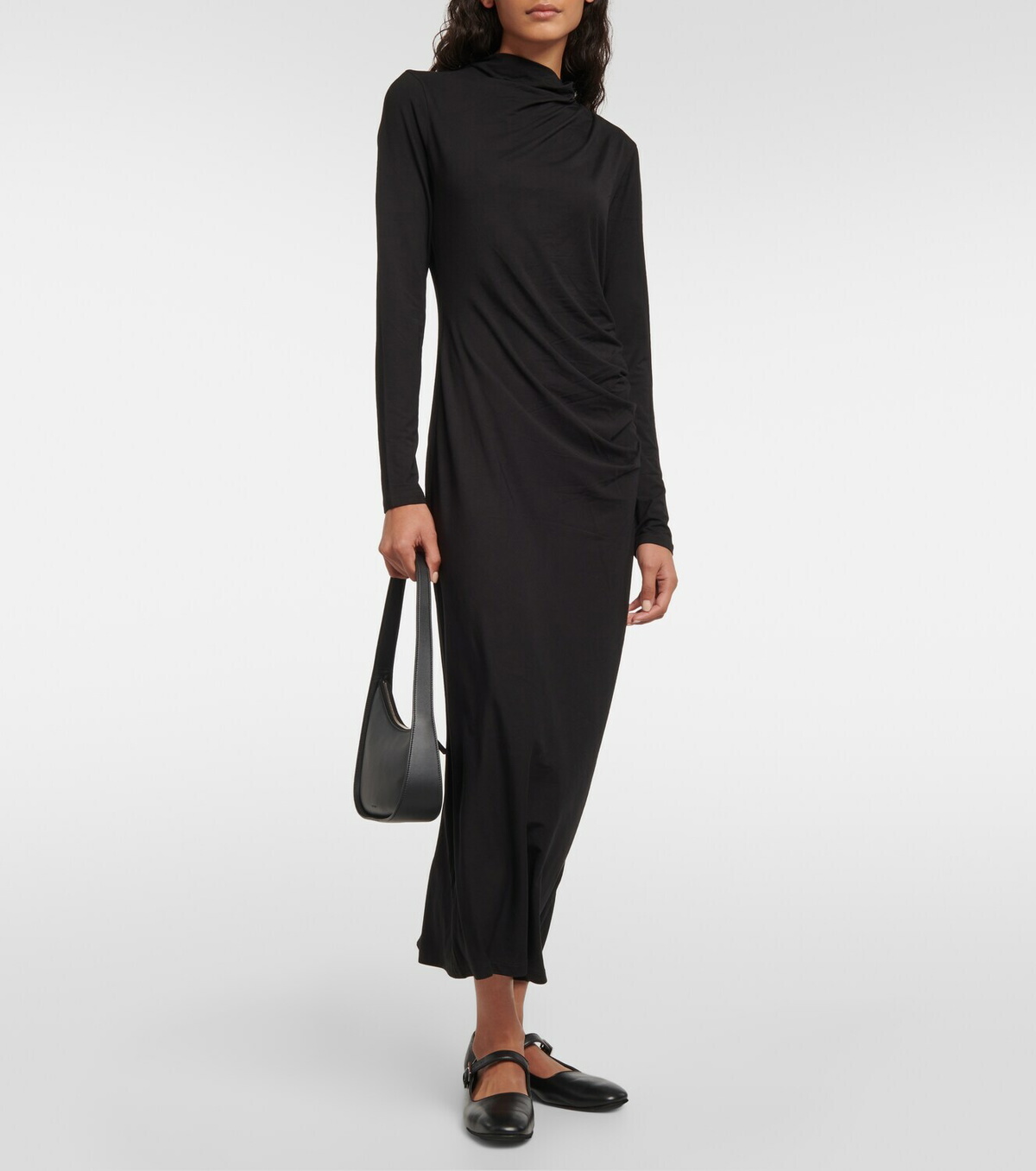 Vince Ruched high-neck jersey midi dress Vince