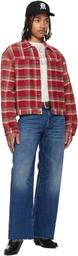 R13 Red Relaxed Pleated Trucker Jacket
