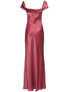 ALBERTA FERRETTI Draped Satin Long Dress