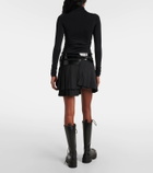 Junya Watanabe Belted pleated wool-blend miniskirt