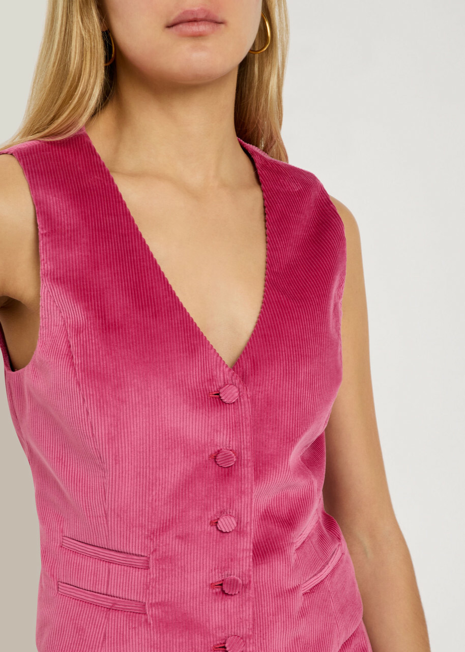 Gabriela Hearst Coleridge Corduroy Waistcoat Pink