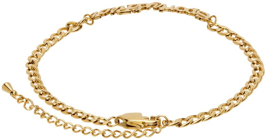 【Sporty & Rich】Logo Chain Link Bracelet Gold Sporty And Rich Logo Chain Link Bracelet In Gold | ModeSens