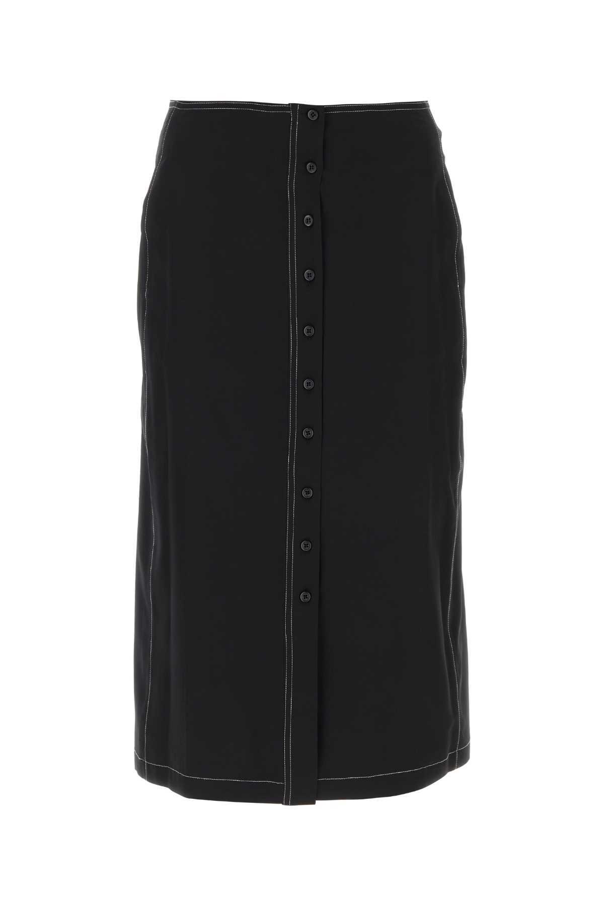 Crea Concept Black Waterfall Front Crepe Long Skirt