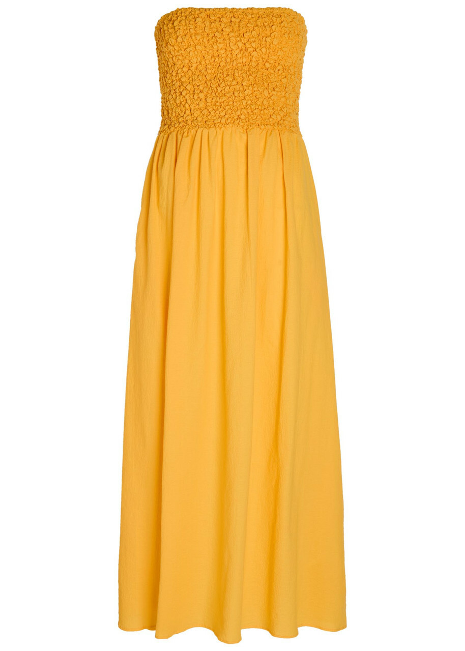 Faithfull The Brand Orla Strapless Stretch-cotton Midi Dress Orange
