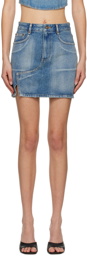 DRAE Blue Offset Vent Denim Miniskirt