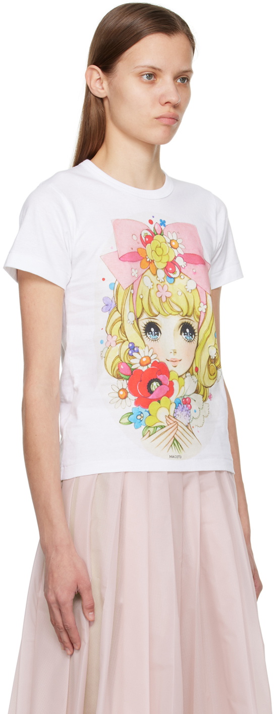 comme des garcons girl tシャツ　アニメ　キャラ　短丈 Comme des Garçons Girl White Macoto Takahashi T-Shirt Comme des