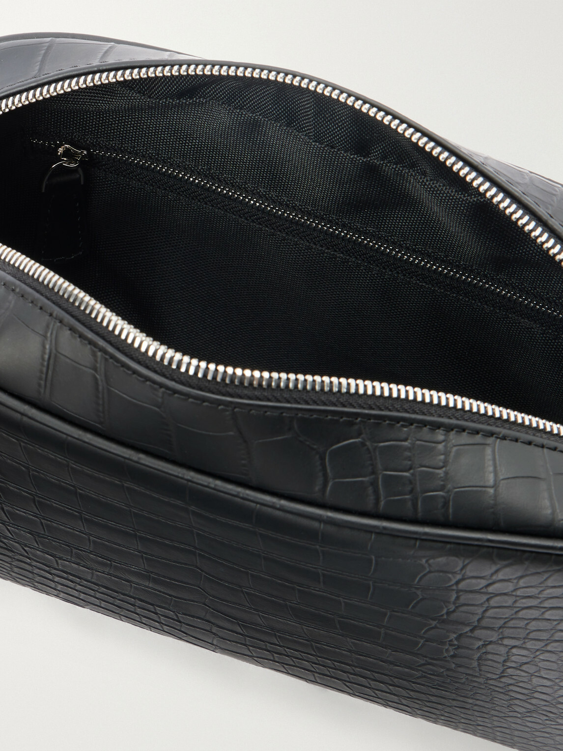 George Cleverley - Croc-Effect Leather Wash Bag - Black