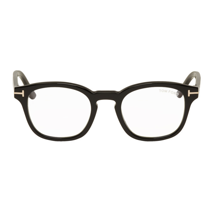 Tom Ford Black Blue Block Clip-On Round Glasses