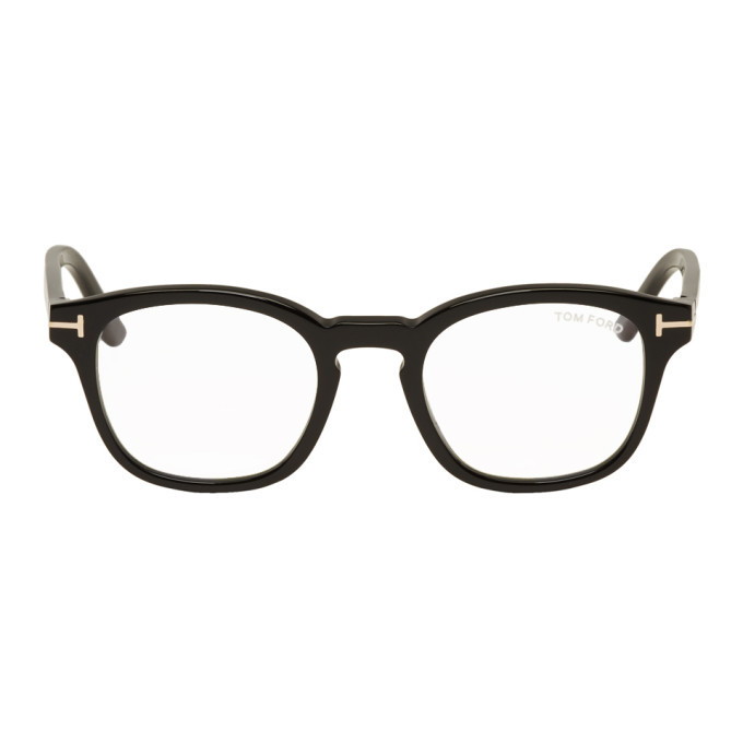 Photo: Tom Ford Black Blue Block Clip-On Round Glasses