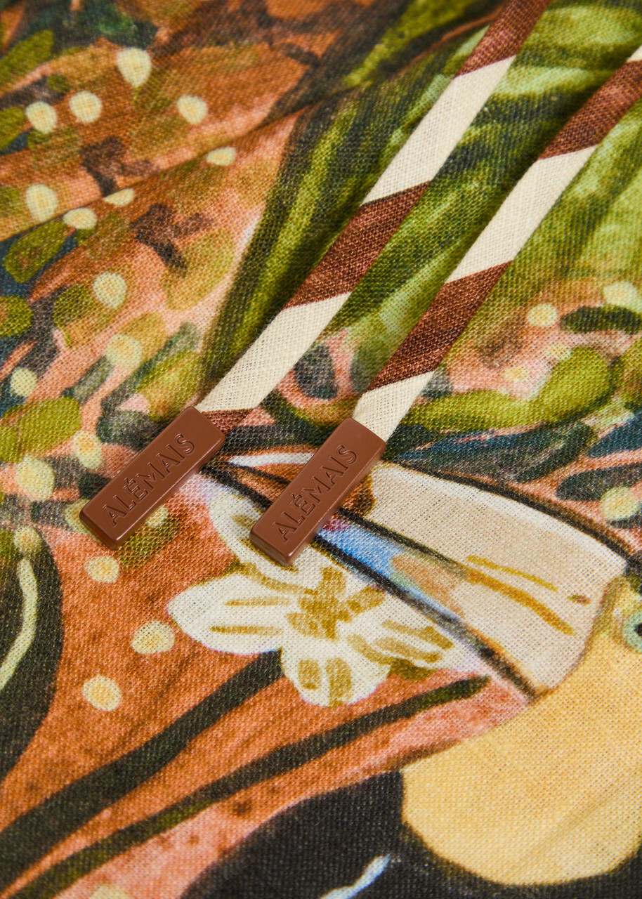 Alemais Toucan Tango Printed Linen Shorts Multicoloured