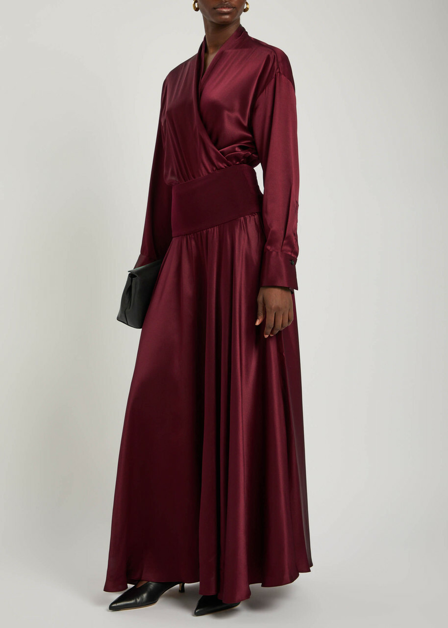 Esse Studios Illi Silk Maxi Skirt Burgundy