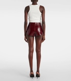 Self-Portrait High-rise leather shorts