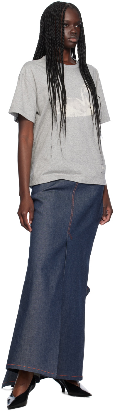Meryll Rogge Navy Vented Denim Maxi Skirt