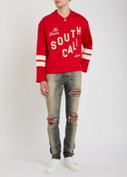 Amiri South Cali Appliquéd Cotton Football T-shirt White And Red