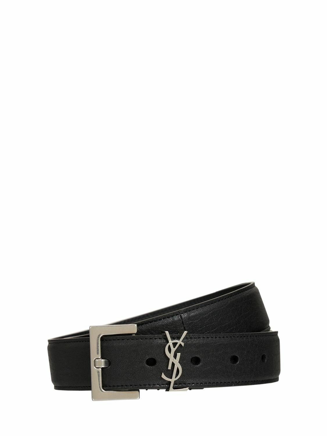 Photo: SAINT LAURENT - 3cm Monogram Smooth Leather Belt