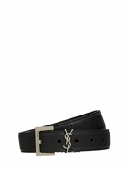 SAINT LAURENT - 3cm Monogram Smooth Leather Belt