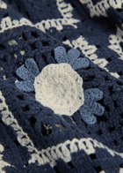 Che Tejer Patchwork Crochet Open-knit Shirt Navy