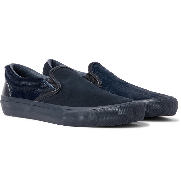 Photo: Vans - Engineered Garments Vault LX Calf Hair, Suede and Leather Slip-On Sneakers - Blue