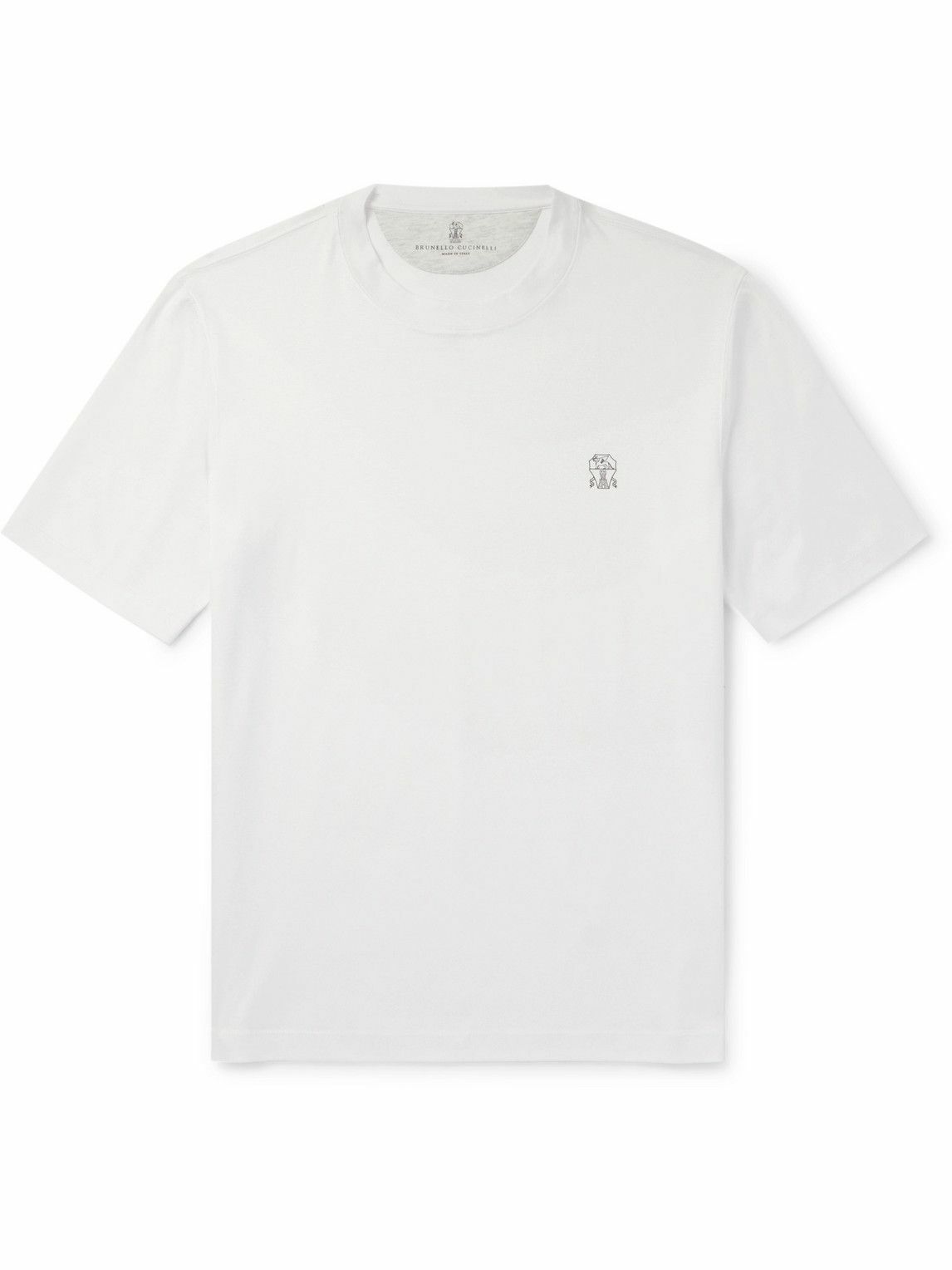 Brunello Cucinelli - Logo-Print Cotton-Jersey T-Shirt - White
