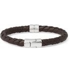 Bottega Veneta - Intrecciato Leather and Silver Bracelet - Men - Brown