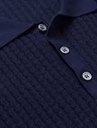 Incotex - Slim-Fit Textured-Cotton Polo Shirt - Blue