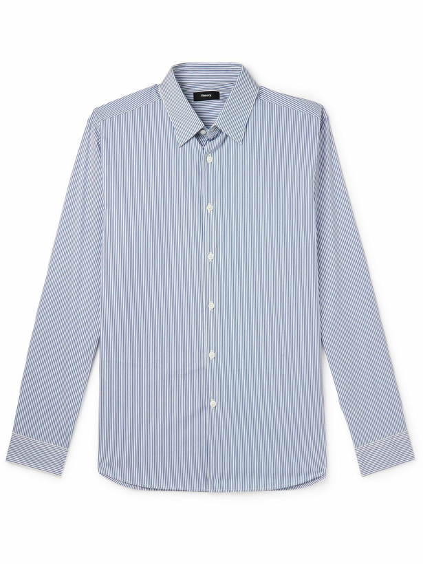 Photo: Theory - Irving Striped Cotton-Poplin Shirt - Blue