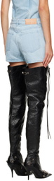 Dion Lee Blue Frayed Denim Shorts