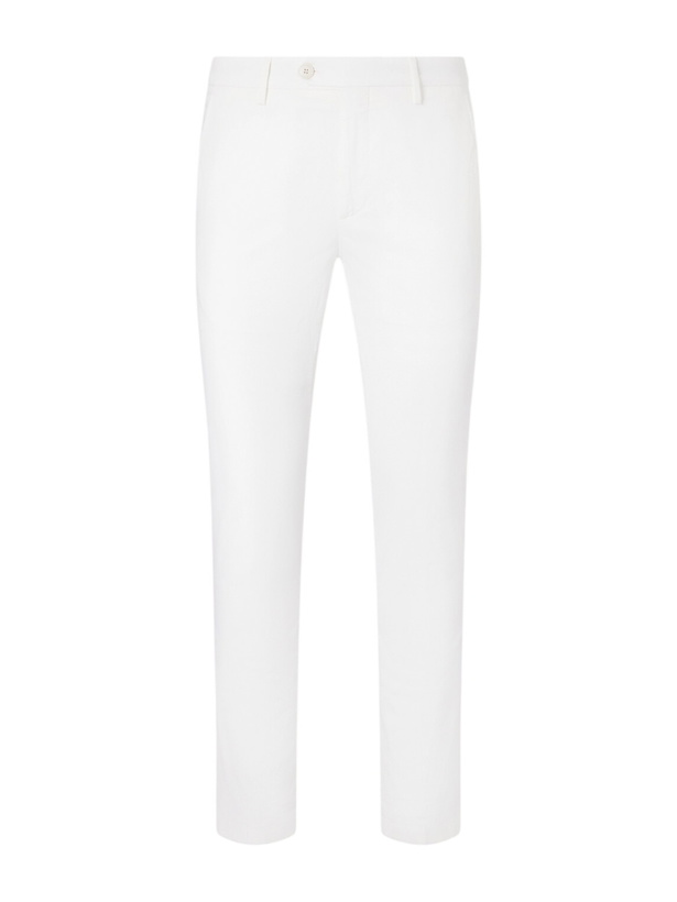 Photo: Canali - Tapered Stretch Cotton-Twill Trousers - White