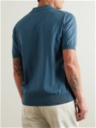 Canali - Textured-Cotton Polo Shirt - Blue