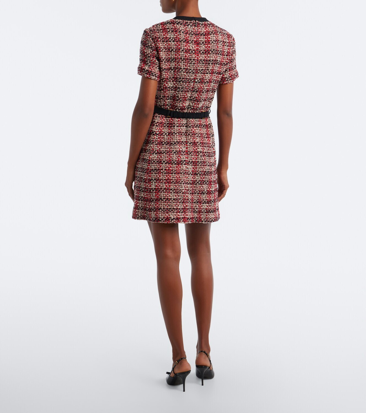 Versace Medusa belted wool-blend tweed minidress