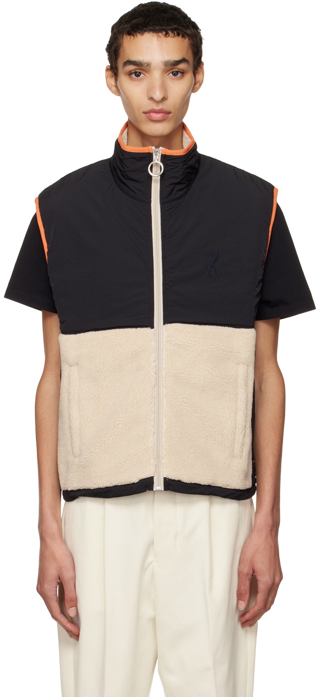 AMI Paris Black & Off-White Ami De Cœur Paneled Vest AMI