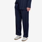 Homme Plissé Issey Miyake Men's Pleated Edge Trousers in Navy