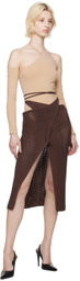 ANDREĀDAMO Brown Slit Midi Skirt