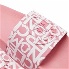 Moncler Women's Jeanne All Over Logo Sliders in Pink