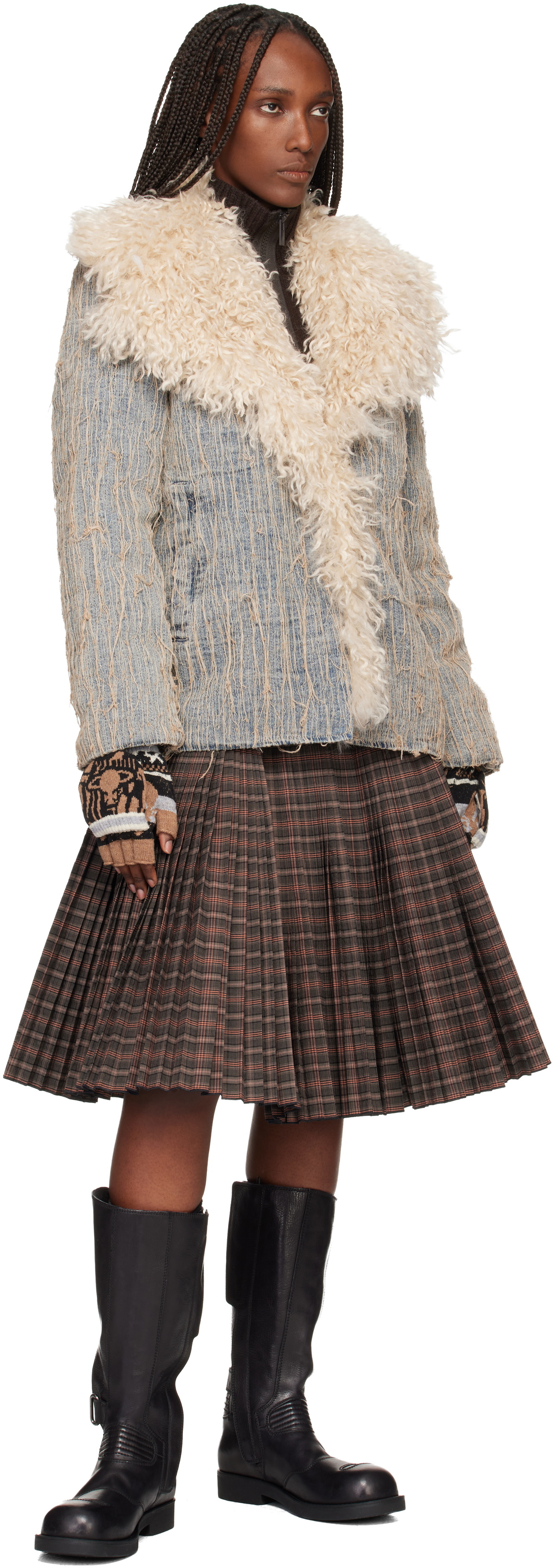 Vivienne Westwood Beige & Black Fingerless Gloves