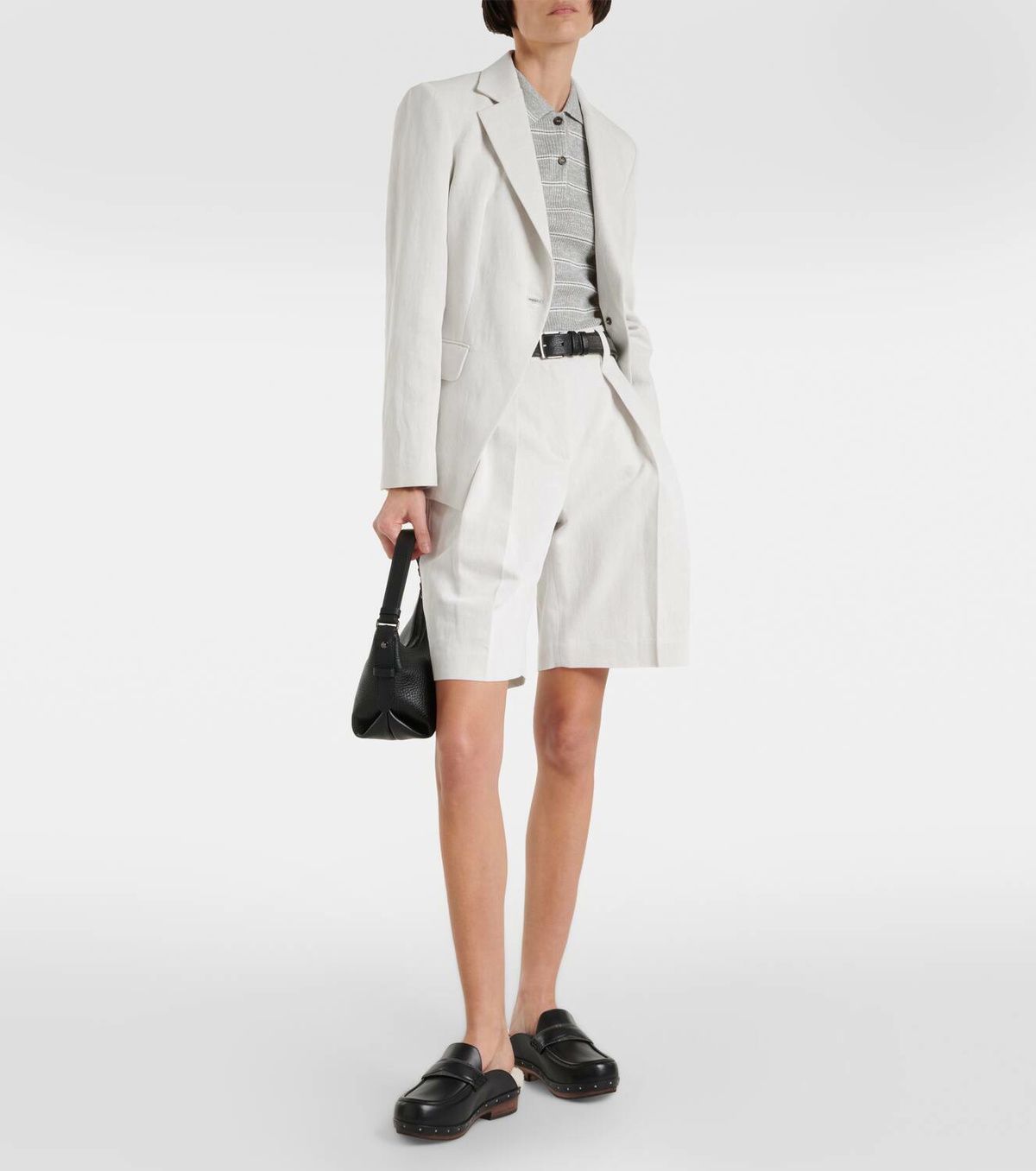 Brunello Cucinelli Pleated cotton and linen Bermuda shorts