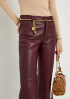 Chloe Flared-leg Grained Leather Trousers Dark Red