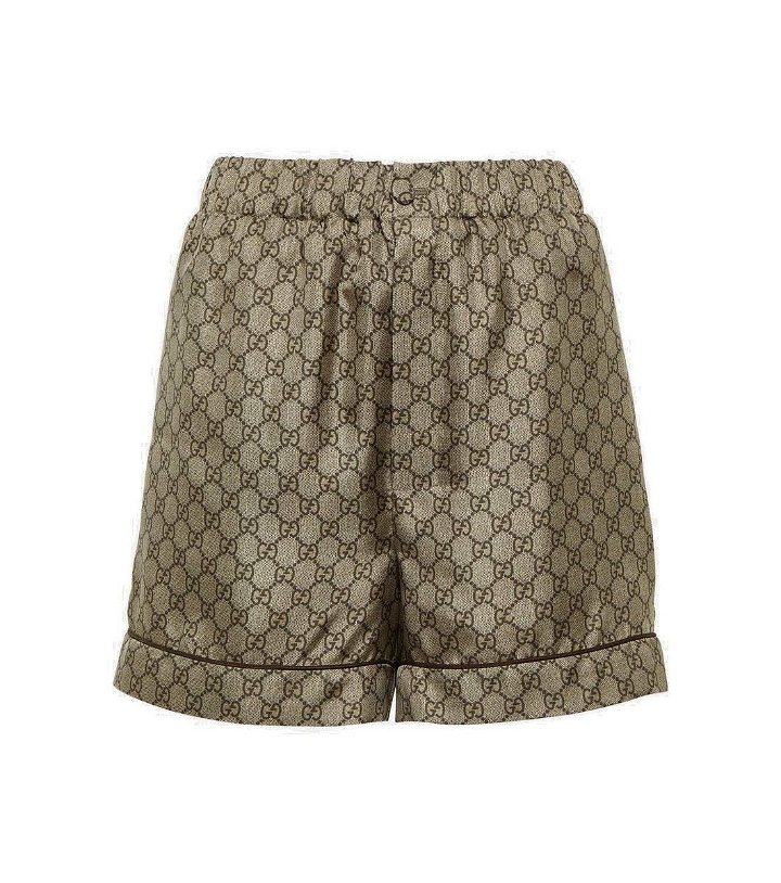 Photo: Gucci GG printed silk twill shorts