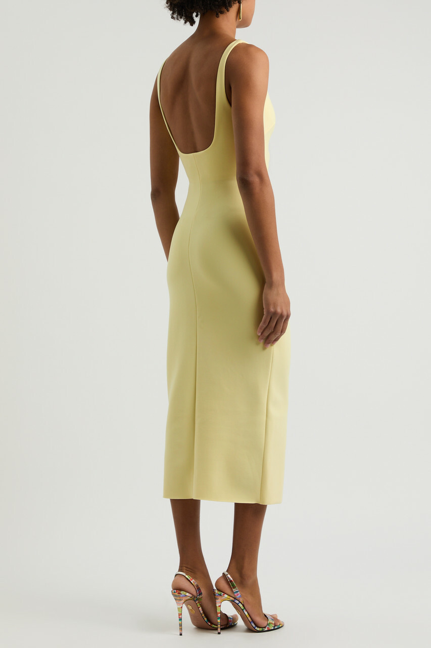 Bec & Bridge Karina Tuck Ruched Midi Dress Yellow