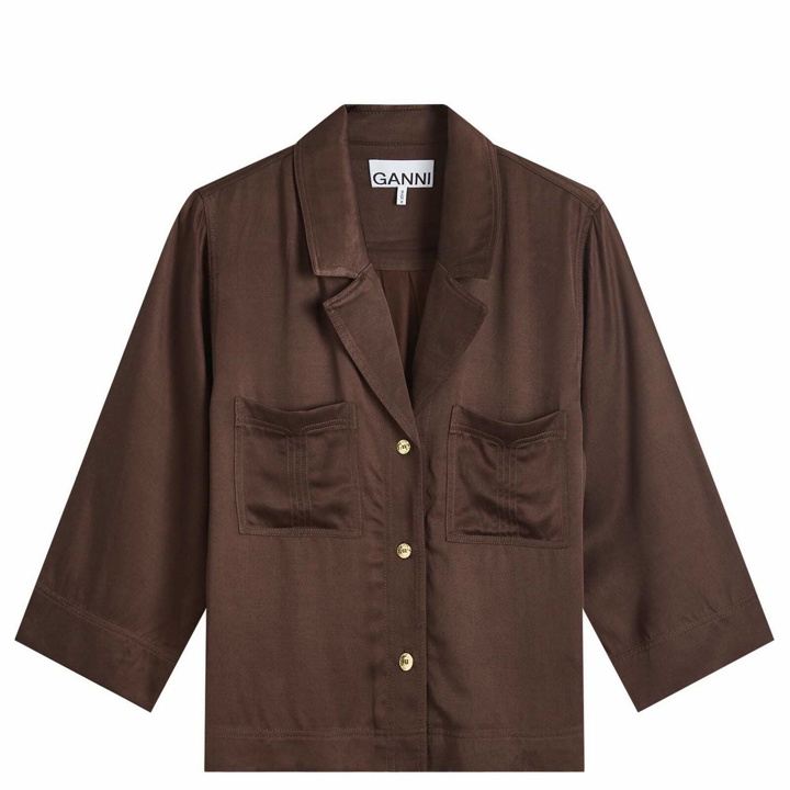 Photo: GANNI Women's Washed Satin Shirt in Mole