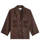 GANNI Women's Washed Satin Shirt in Mole