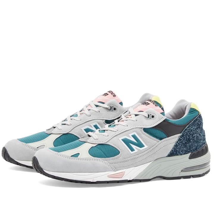 Photo: New Balance Men's M991PSG - Made in England Sneakers in Grey/Teal