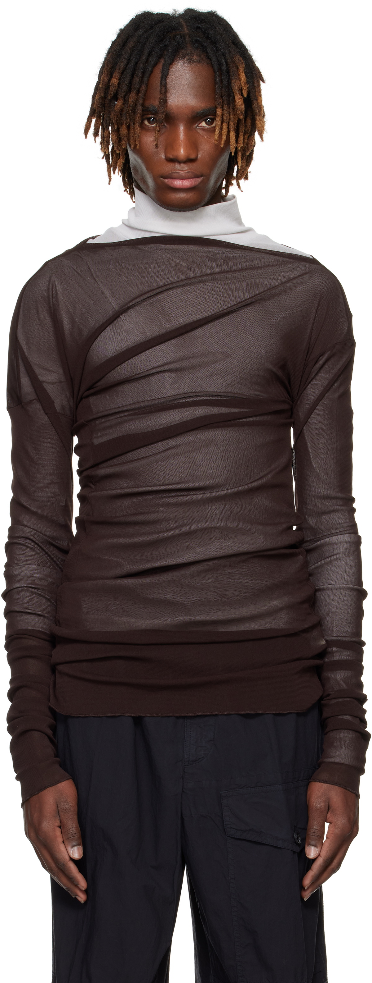 Tシャツ・カットソー DRIES VAN NOTEN SEMI-SHEER TOP Dries Van Noten Men's' Silk Semi-Sheer Top in White | LN-CC®