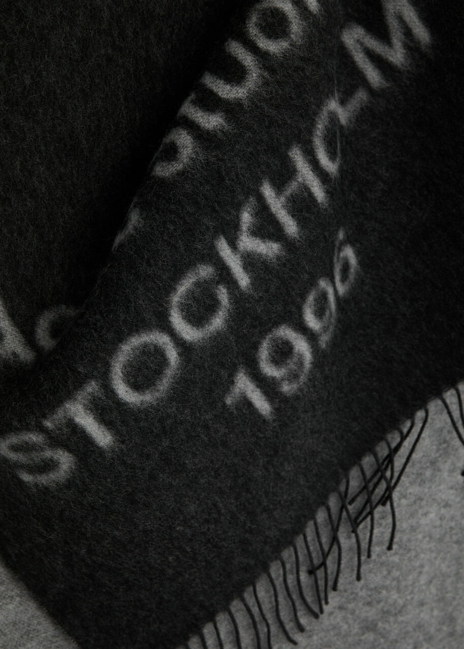 Acne Studios Venus 1996 Logo-intarsia Wool Scarf - Black And White