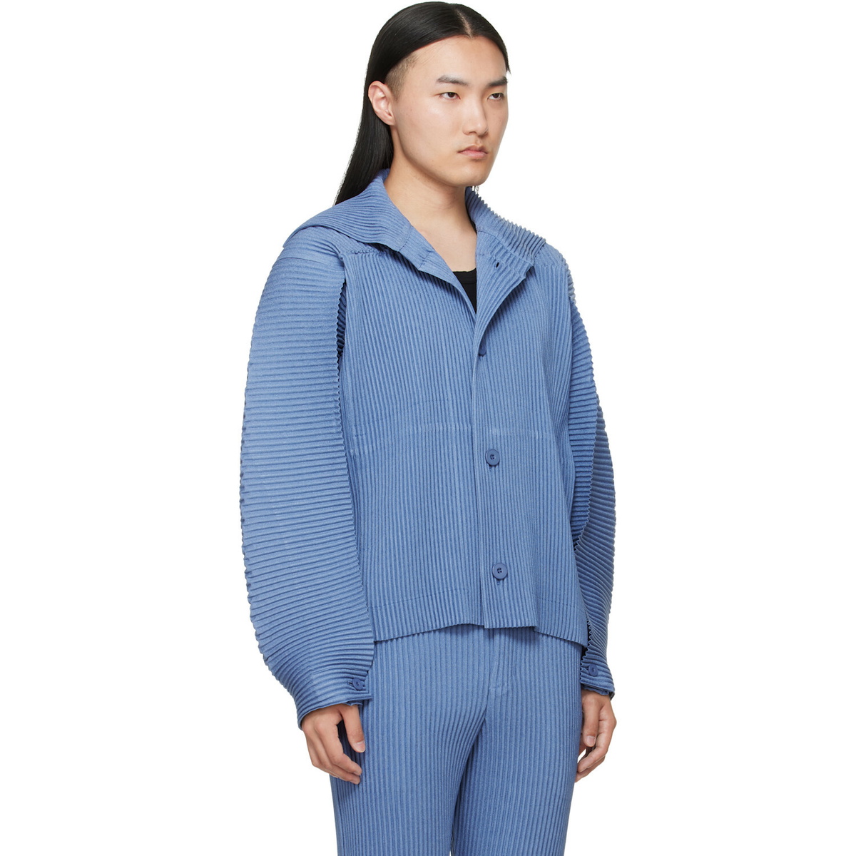 HOMME PLISSÉ ISSEY MIYAKE Blue Linen Like Jacket