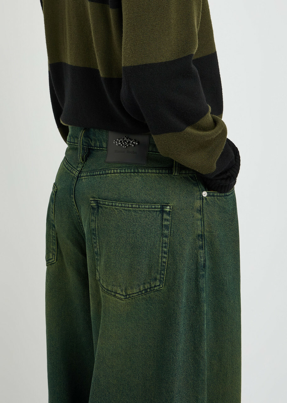 Simone Rocha Darted Wide-leg Jeans Green