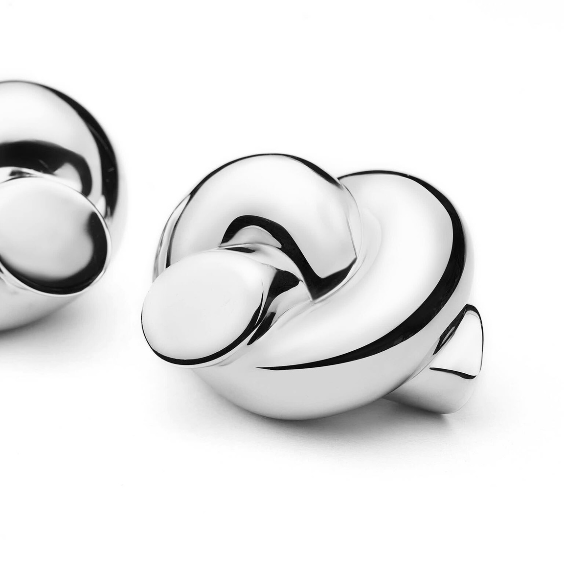 Missoma Women's x Lucy Williams Knot Oversized Stud Earrings in Silver 